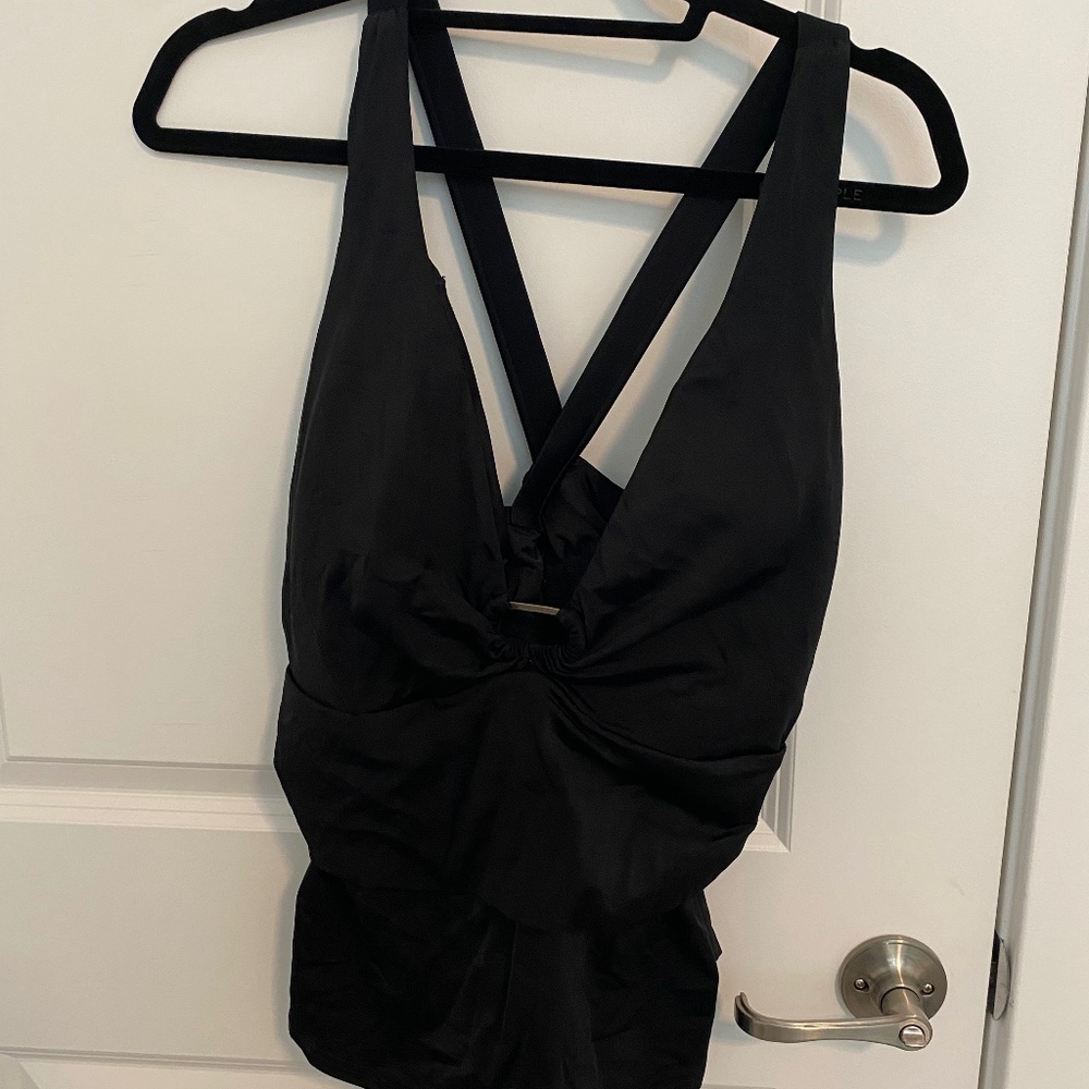 Lands End Black Bathing Suit Top